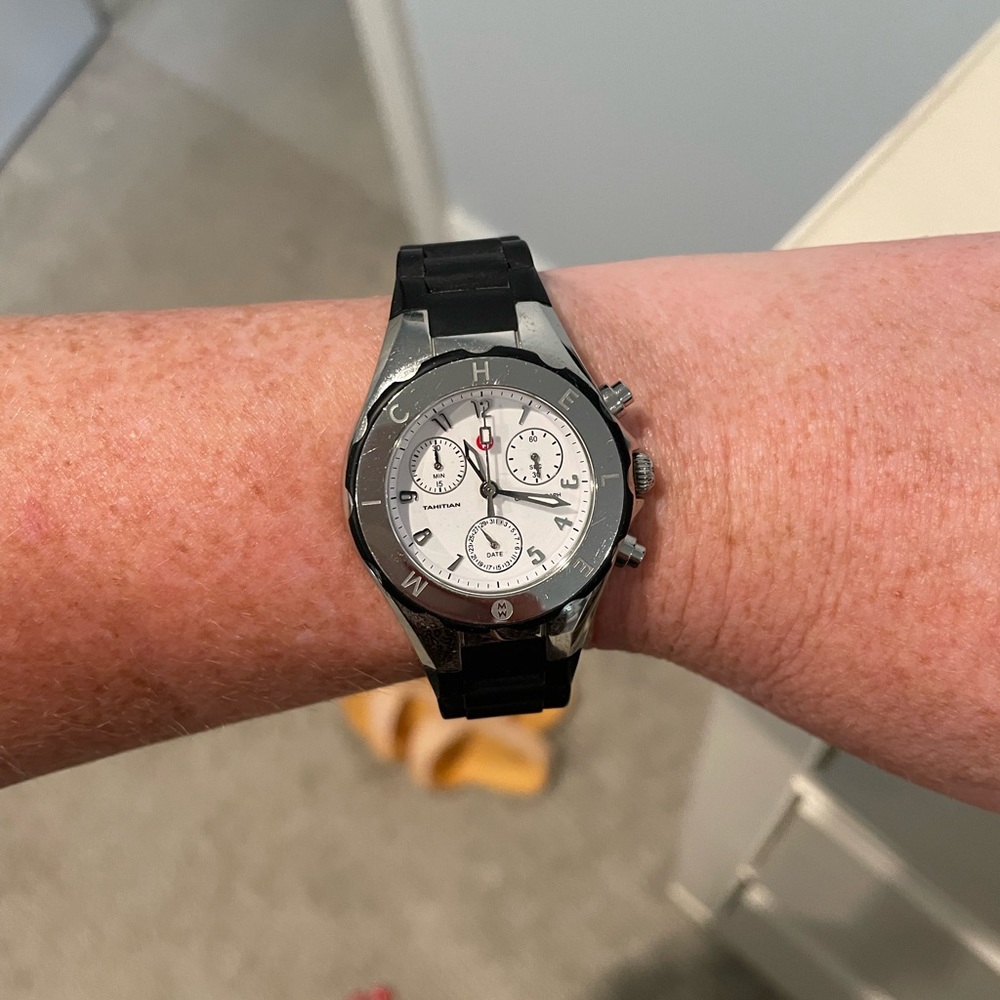 Michele silicon black and silver watch